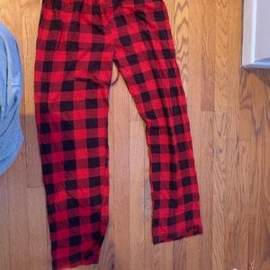 black and red plaid pj pants